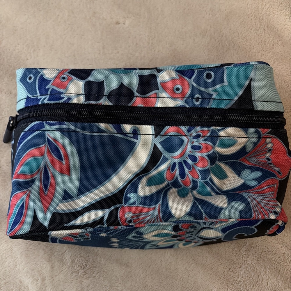Vera Bradley Zip Around Cosmetic Case In Lotus Flower Swirl  Makeup Bag